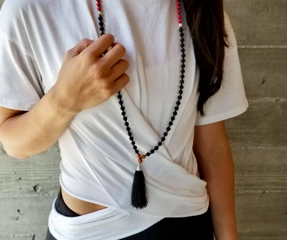 Courage - Flourite and Lava 108 Bead Mala