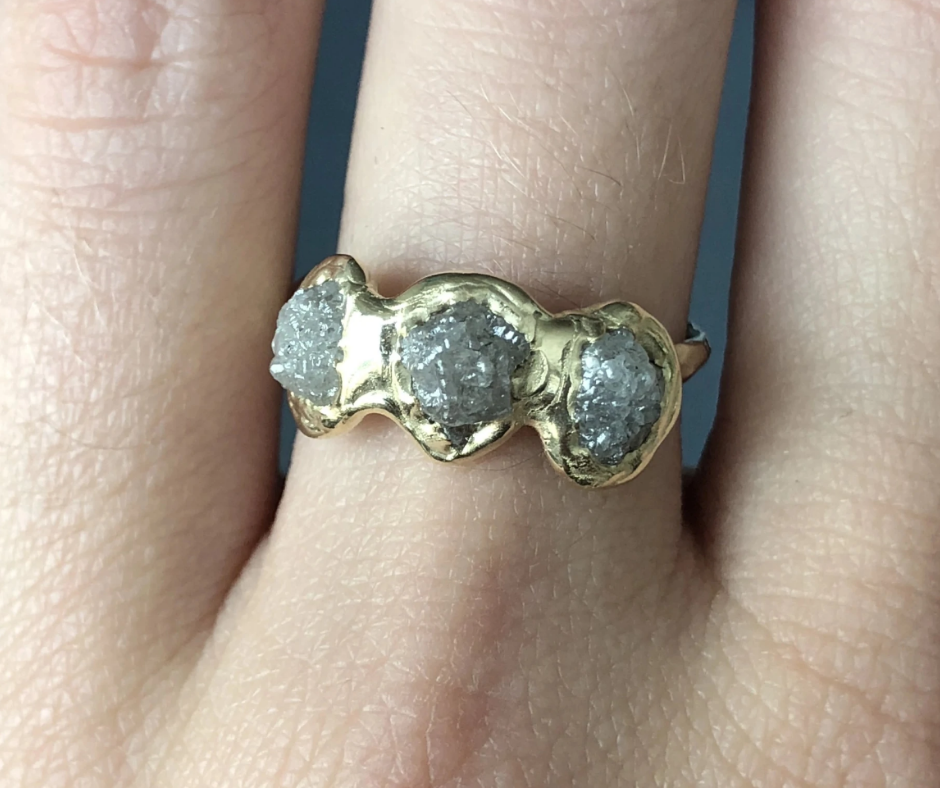 Triple Rough Diamond Ring - Size 8