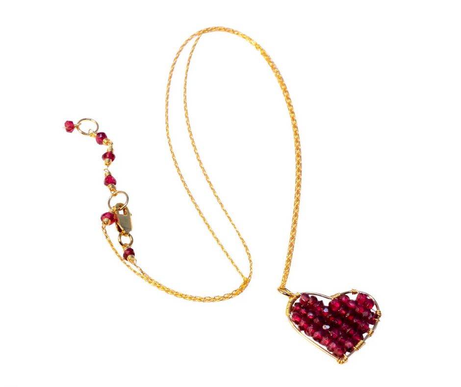 Garnet Heart Necklace