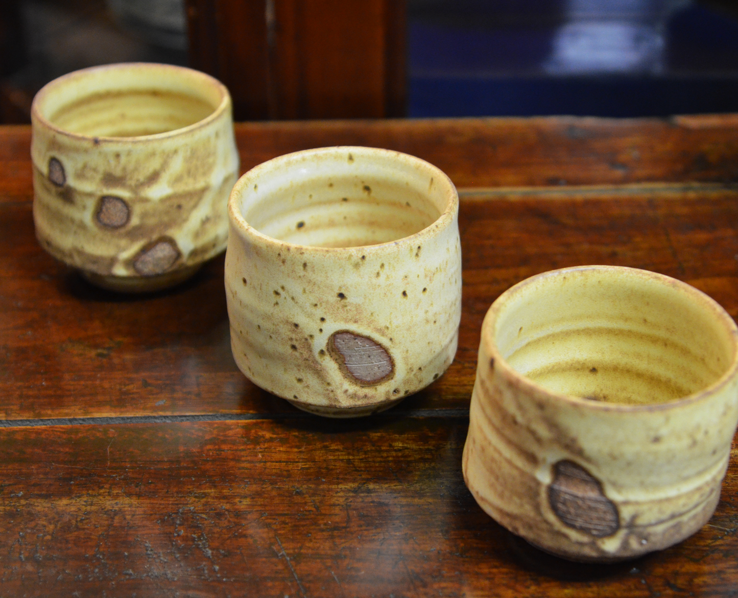 Yellow Fingerprint Stoneware Yunomi
