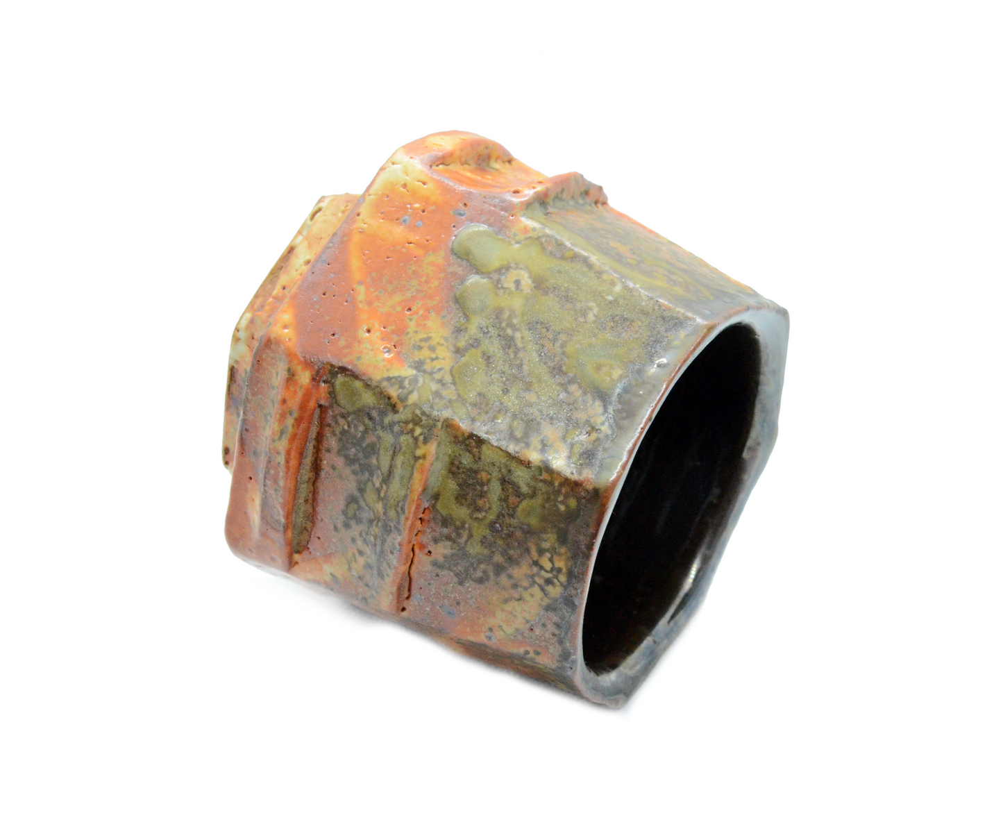 Faceted Orange Shino Yunomi
