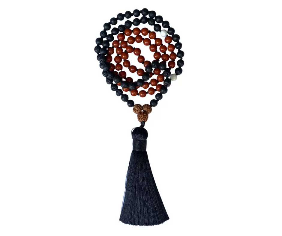 Courage -  Flourite and Lava 108 Bead Mala