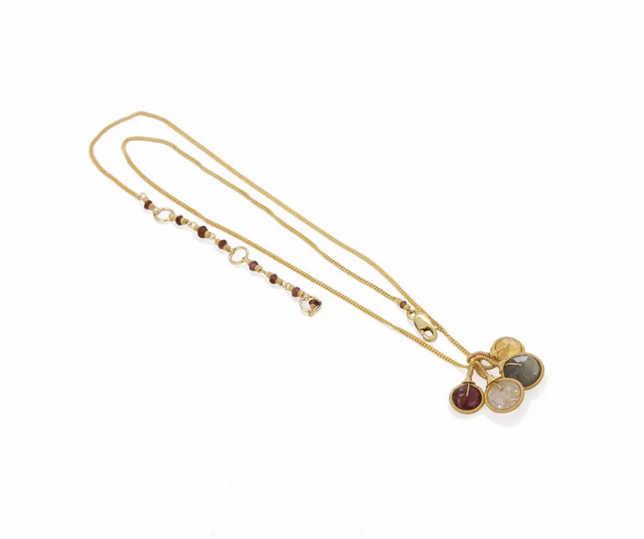 Garnet, Citrine, Labradorite & Rutilated Quartz Necklace