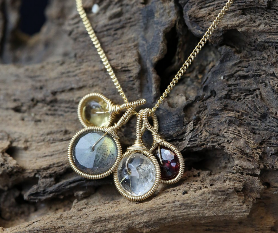 Garnet, Citrine, Labradorite & Rutilated Quartz Necklace