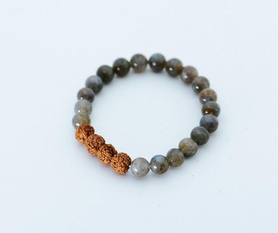 Indian Agate and Rudraksha Bracelet