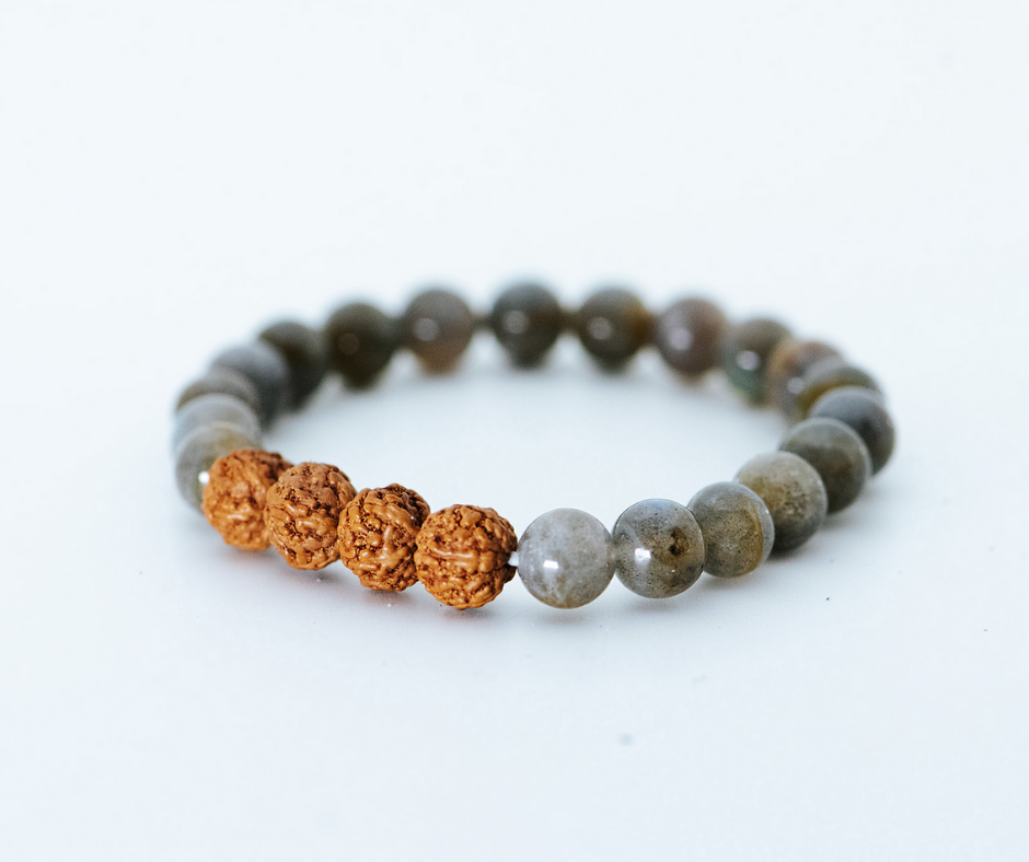 Indian Agate and Rudraksha Bracelet