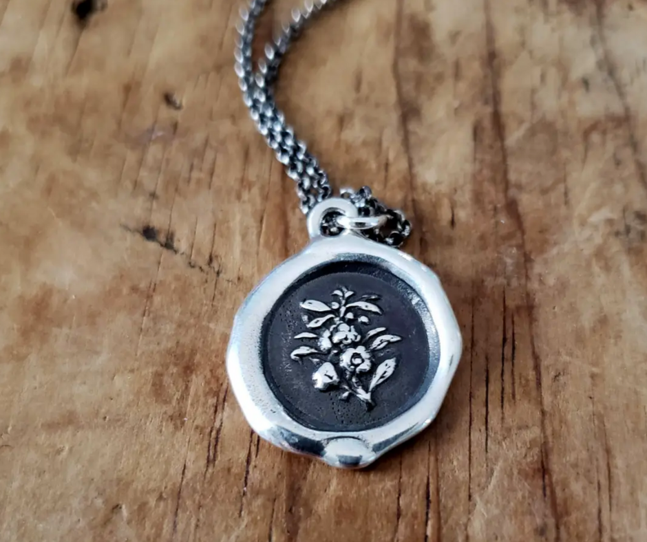 Peony Wax Seal Necklace - Bashfulness