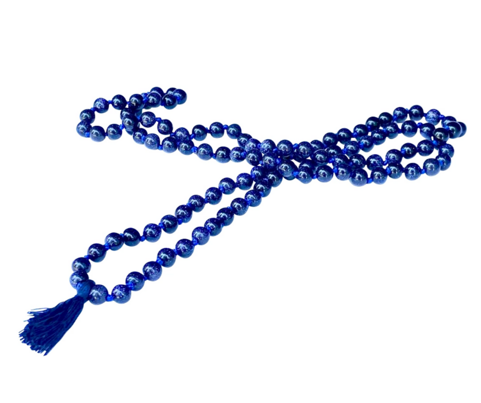 Prosperity Blue Sandstone Short Tassel Mala