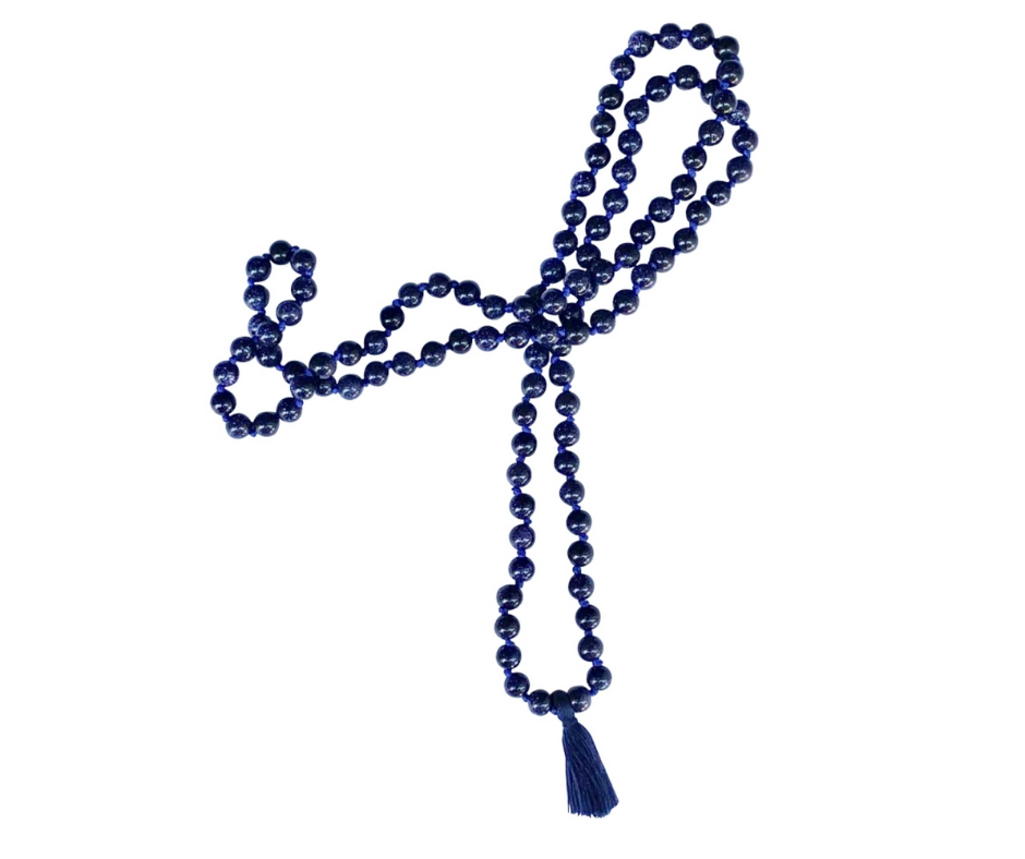 Prosperity Blue Sandstone Short Tassel Mala