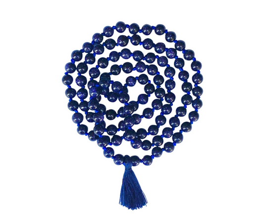 Prosperity Blue Sandstone Short Tassel Mala