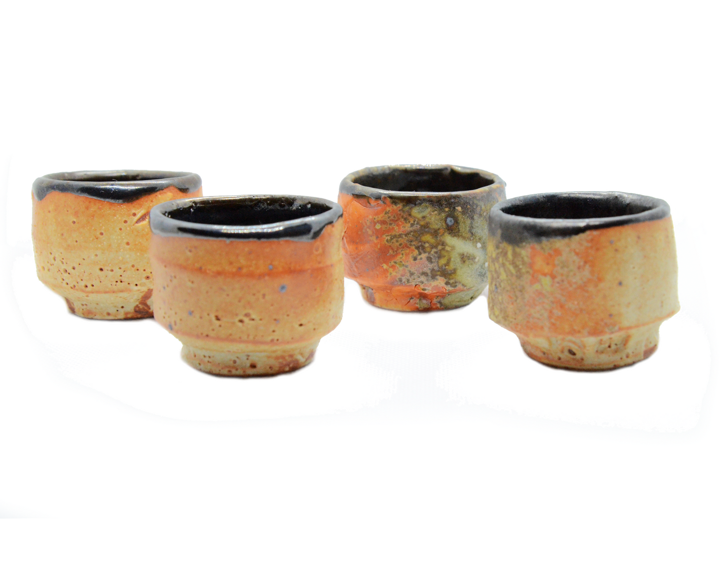 Orange Shino Sake Cups - Set of 4