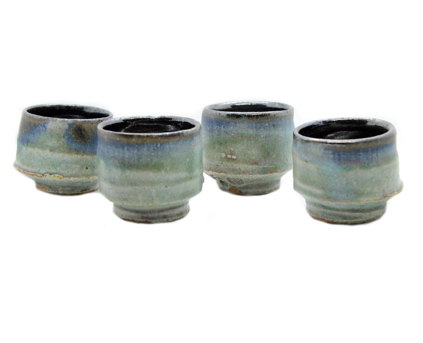 Copper Blue/Red Sake Cups - Set of 4