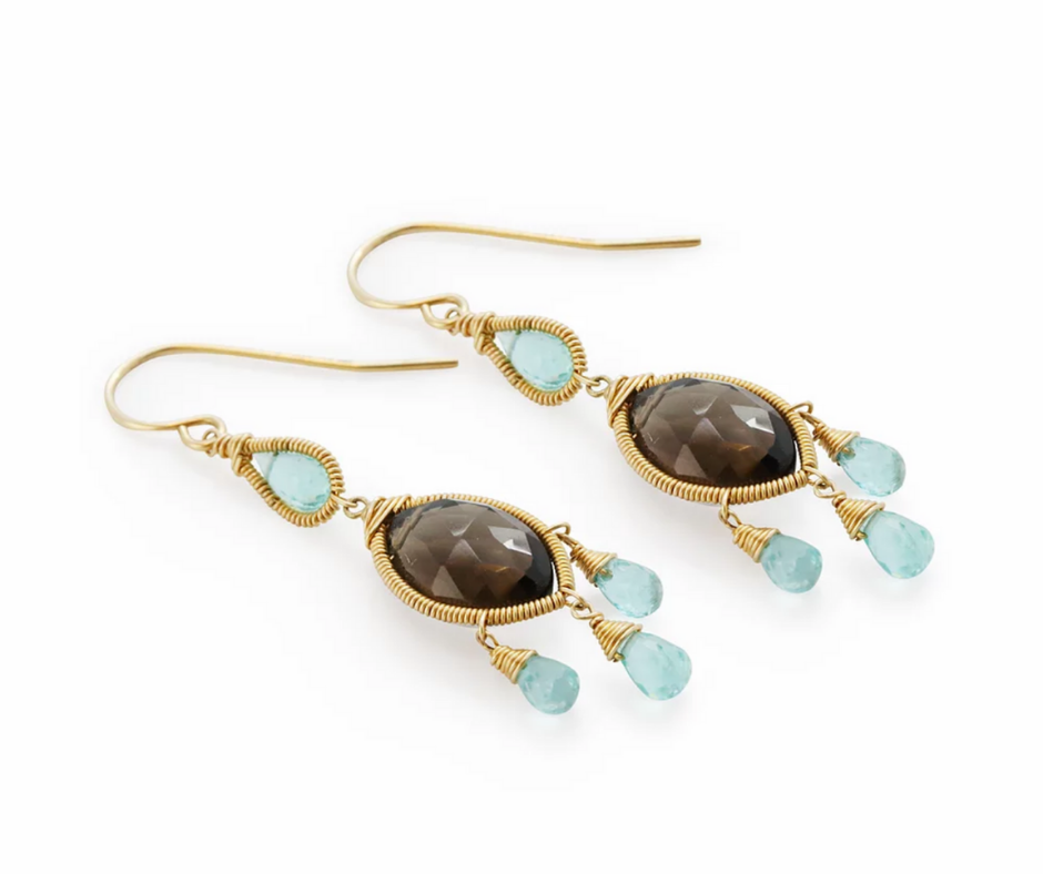 Smoky Quartz & Apatite Earrings