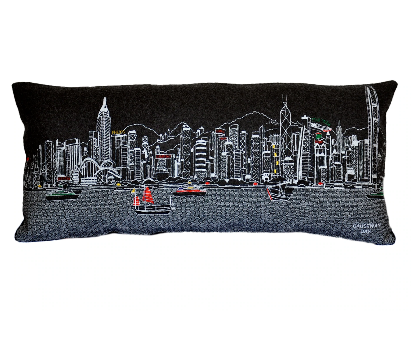 Queen Hong Kong Pillow 34" x 14" - Gray