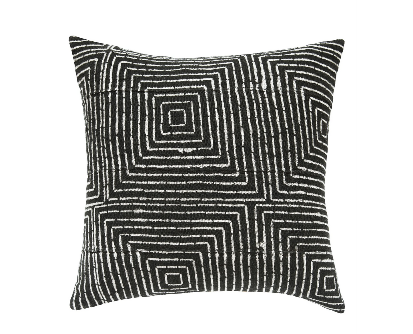 Vanishing Squares Mud Cloth Pillow - Black