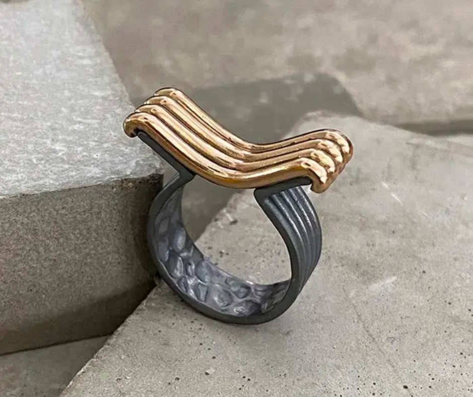 Silver and Bronze Ring - Size 7