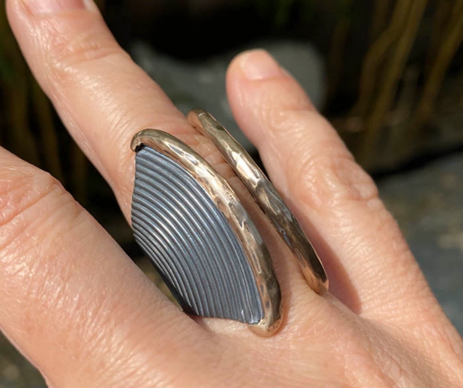 HANIAH Silver and Bronze Ring - Size 8
