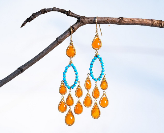 Carnelian Turquoise Earrings